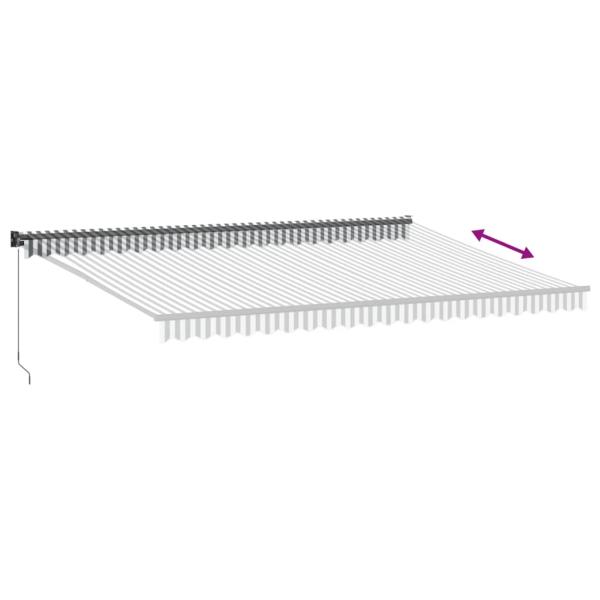 Markise Einziehbar Anthrazit und Weiß 5x3 m Stoff und Aluminium