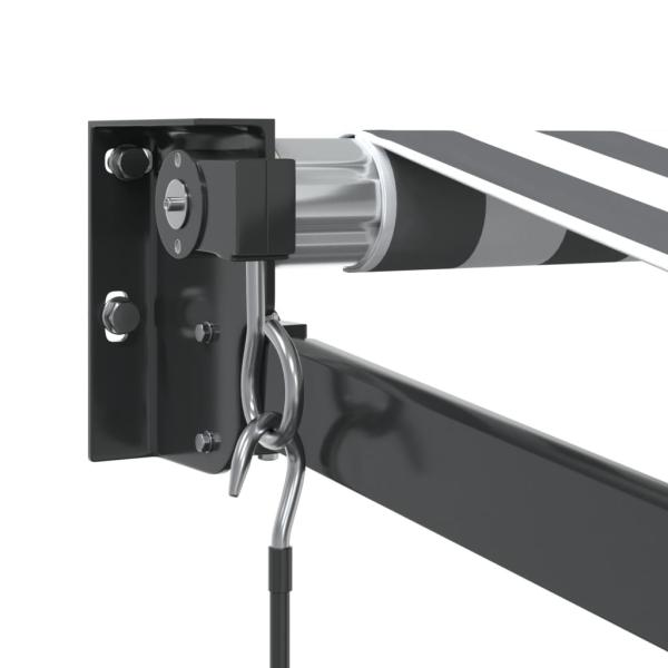 Markise Einziehbar Anthrazit und Weiß 5x3 m Stoff und Aluminium