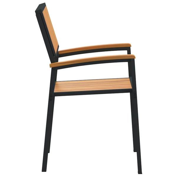 Outdoor Esszimmerstühle Set aus 6 Schwarz Metall und Holz