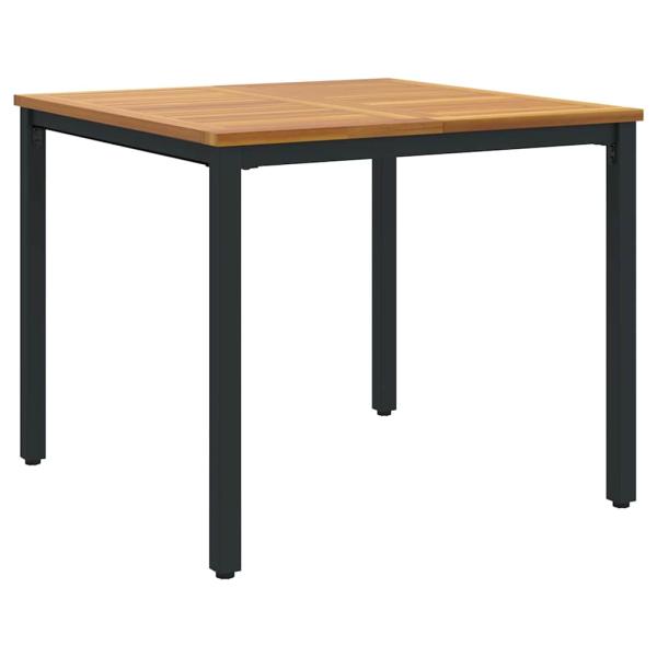 3-teiliges Garten-Ess Set Schwarz und Holz Metall und Holz