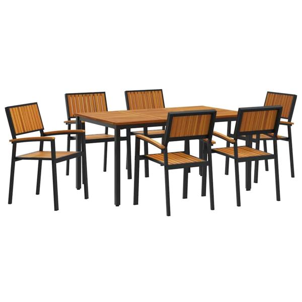 Garten Esszimmer Set 7-teilig Schwarz Aluminium Langlebig