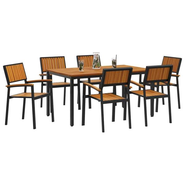 Garten Esszimmer Set 7-teilig Schwarz Aluminium Langlebig