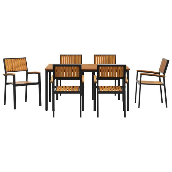 Garten Esszimmer Set 7-teilig Schwarz Aluminium Langlebig