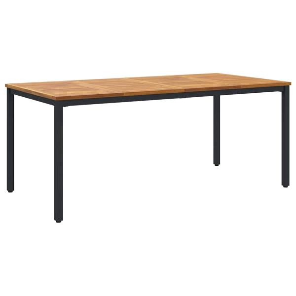 Garten Essgruppe 7-teilig Schwarz, Naturholz Metall, Holz