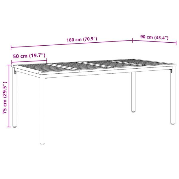 Garten Essgruppe 7-teilig Schwarz, Naturholz Metall, Holz
