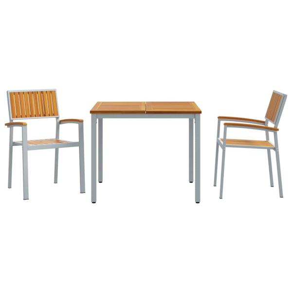Garten Essgruppe Set aus 3 Grau, Holztöne Metall, Holz Langlebig