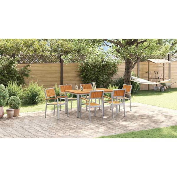 Garten Essgruppe 7-teilig Grau Metall Stabil und bereit