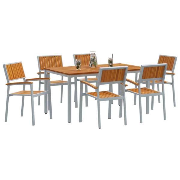 Garten Essgruppe 7-teilig Grau Metall Stabil und bereit