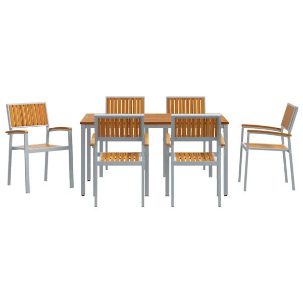 Garten Essgruppe 7-teilig Grau Metall Stabil und bereit