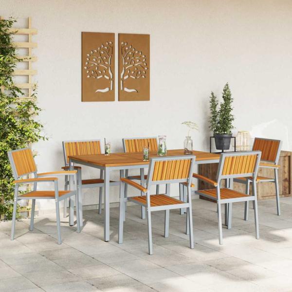 Garten Essgruppe 7-teilig Grau Metall Stabil und bereit