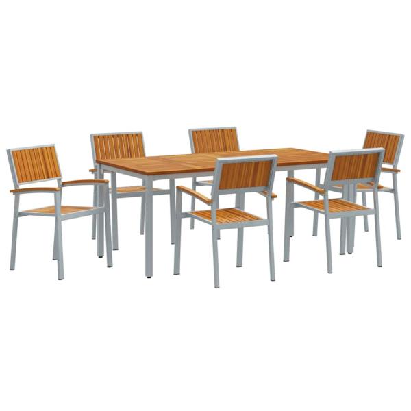 Garten Essgruppe 7-teilig Grau Metall Langlebig Gartenmöbel Set