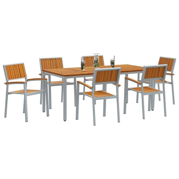 Garten Essgruppe 7-teilig Grau Metall Langlebig Gartenmöbel Set