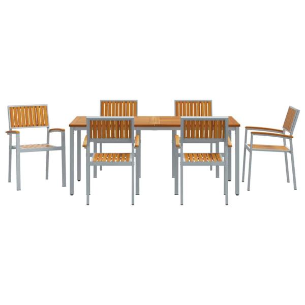 Garten Essgruppe 7-teilig Grau Metall Langlebig Gartenmöbel Set