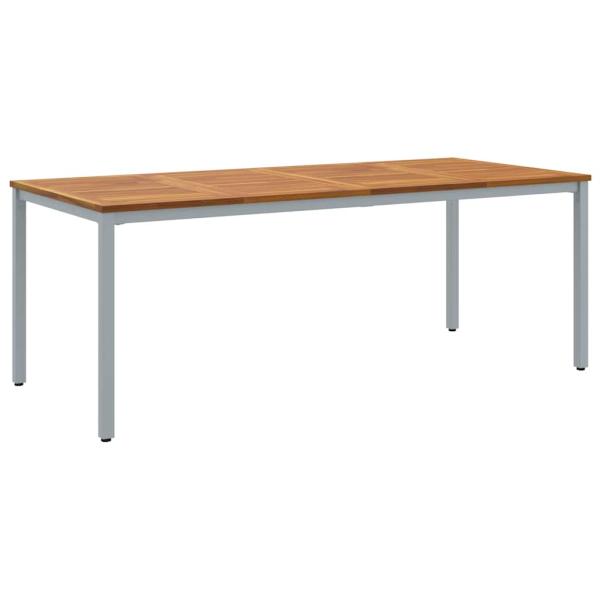 Garten Essgruppe 7-teilig Grau und Naturholz Metall und Holz