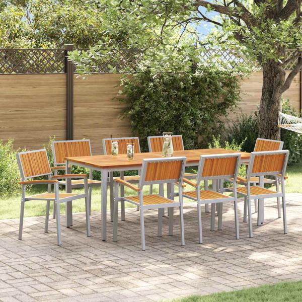 ARDEBO.de - Garten Essgruppe 9-teilig Grau Aluminium Langlebig