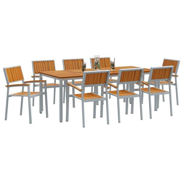Garten Essgruppe 9-teilig Grau Aluminium Langlebig