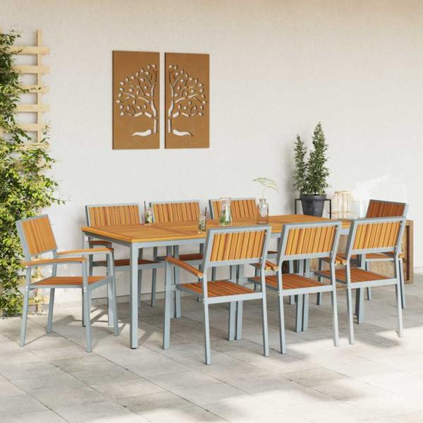 Garten Essgruppe 9-teilig Grau Aluminium Langlebig