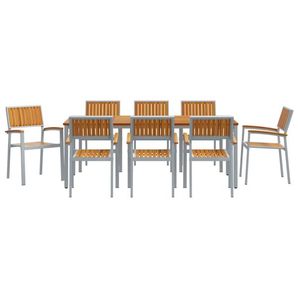 Garten Essgruppe 9-teilig Grau Aluminium Langlebig