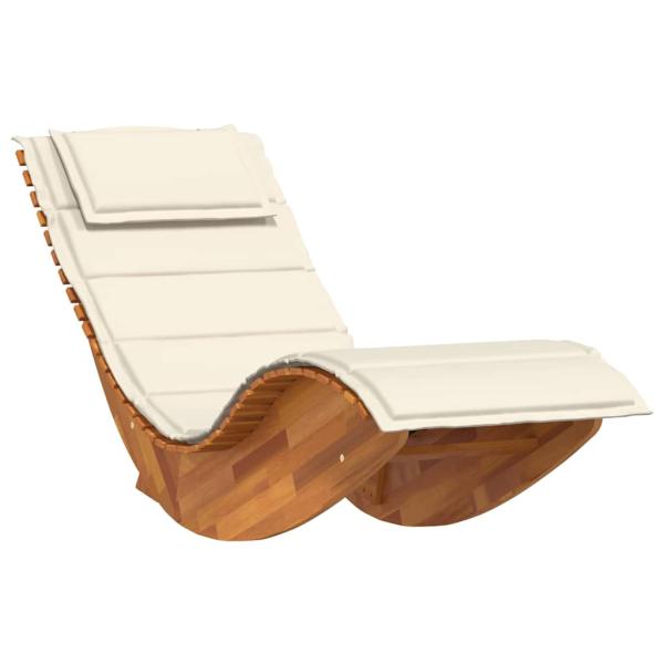 Sonnenliege Set von 2 Creme, Naturholz Massivholz Akazie, Polyester
