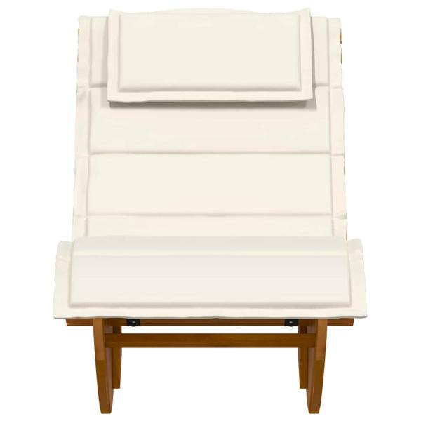 Sonnenliege Set von 2 Creme, Naturholz Massivholz Akazie, Polyester
