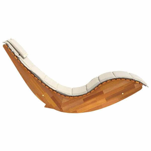 Sonnenliege Set von 2 Creme, Naturholz Massivholz Akazie, Polyester