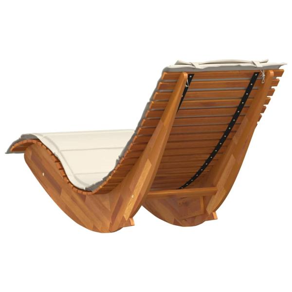 Sonnenliege Set von 2 Creme, Naturholz Massivholz Akazie, Polyester
