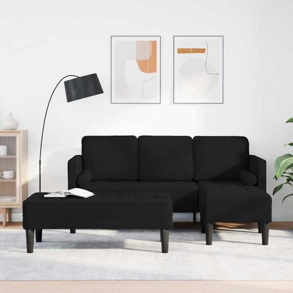 ARDEBO.de - 2-teiliges Sofa Set mit Kissen aus schwarzem Stoff