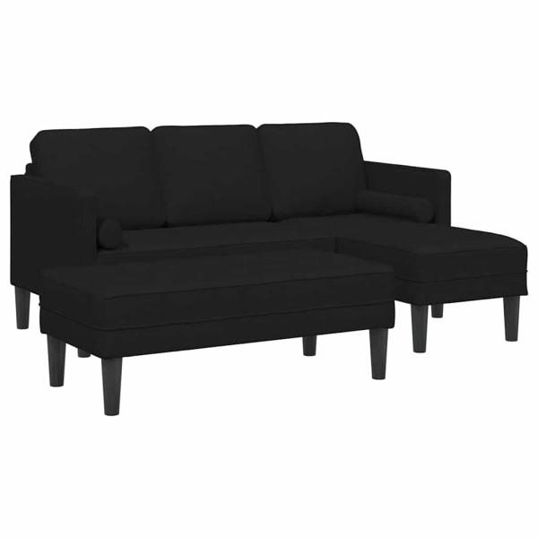 2-teiliges Sofa Set mit Kissen aus schwarzem Stoff