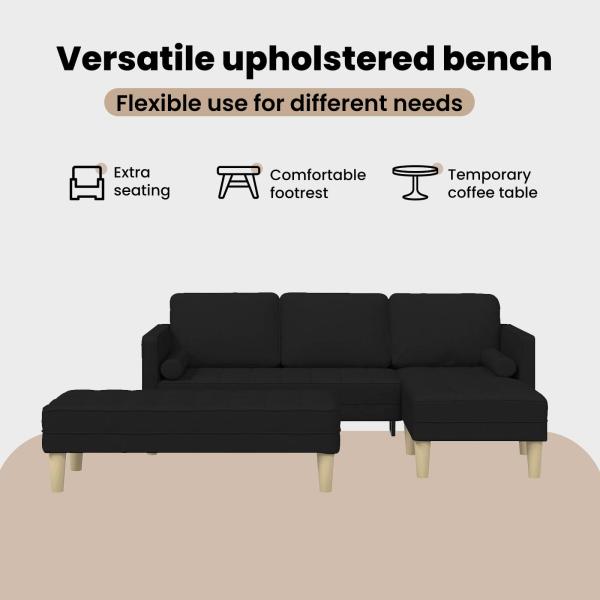Sofa Set mit Kissen 2 pcs Schwarz Polyester