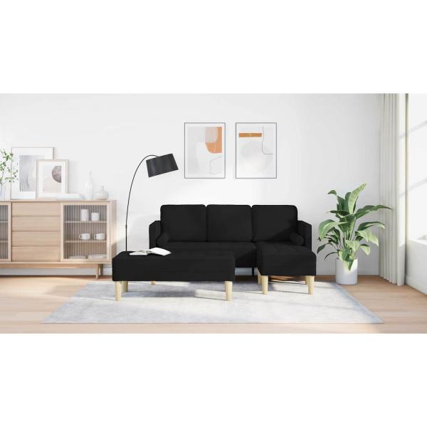 Sofa Set mit Kissen 2 pcs Schwarz Polyester