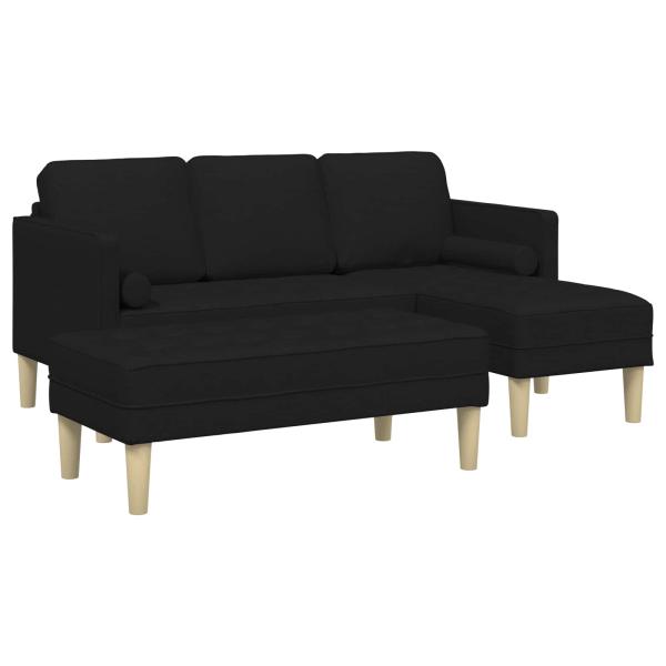 Sofa Set mit Kissen 2 pcs Schwarz Polyester