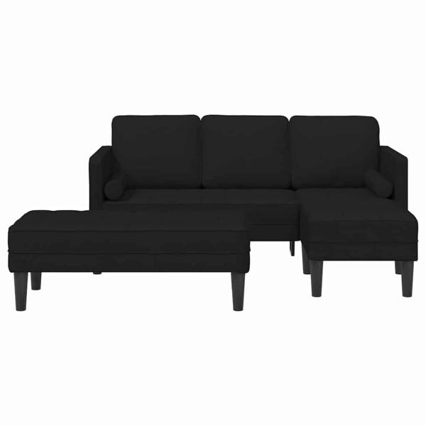 2-teiliges Sofa Set mit Kissen aus schwarzem Stoff