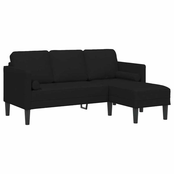 2-teiliges Sofa Set mit Kissen aus schwarzem Stoff