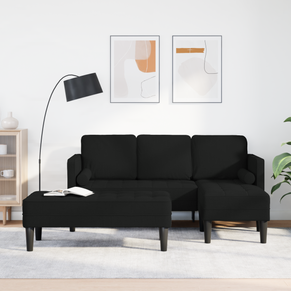 Sofa Set mit Kissen 2 pcs Schwarz Polyester