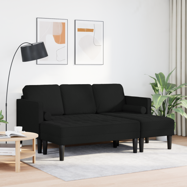 Sofa Set mit Kissen 2 pcs Schwarz Polyester
