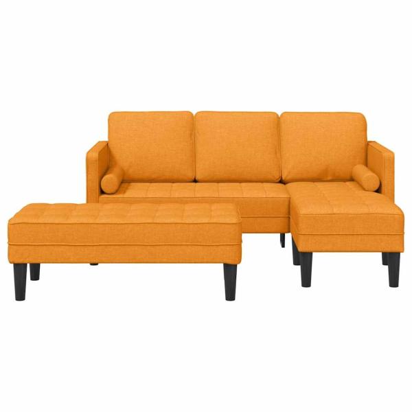 2-teiliges Sofa Set mit Kissen aus dunkelgelbem Stoff