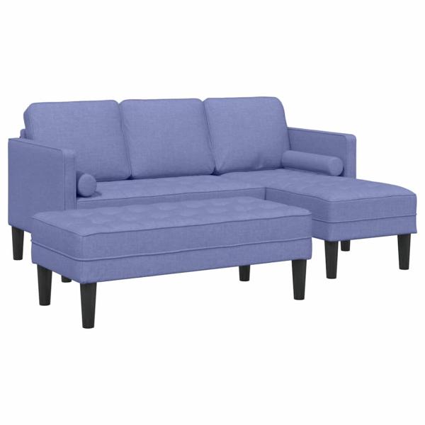 2-teiliges Sofa Set mit Kissen Jeans Blau Stoff