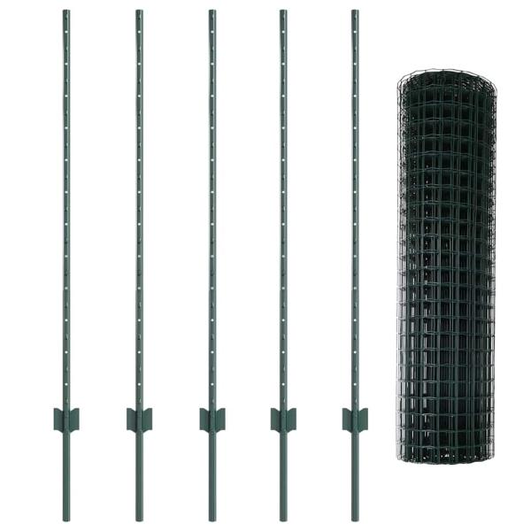 Gartenzaun-Set 2er Set Grün Pulverbeschichteter Stahl Mittel