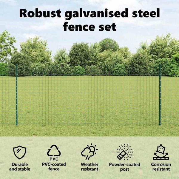 Eurozaun-Set Set aus 2 Grün Metall 25 x 1 m Zaun Langlebig