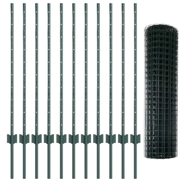 Eurozaun-Set Set aus 2 Grün Metall 25 x 1 m Zaun Langlebig