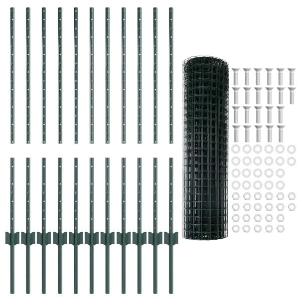 Eurozaun-Set Set aus 2 Grün Metall 25 x 1 m Zaun Langlebig