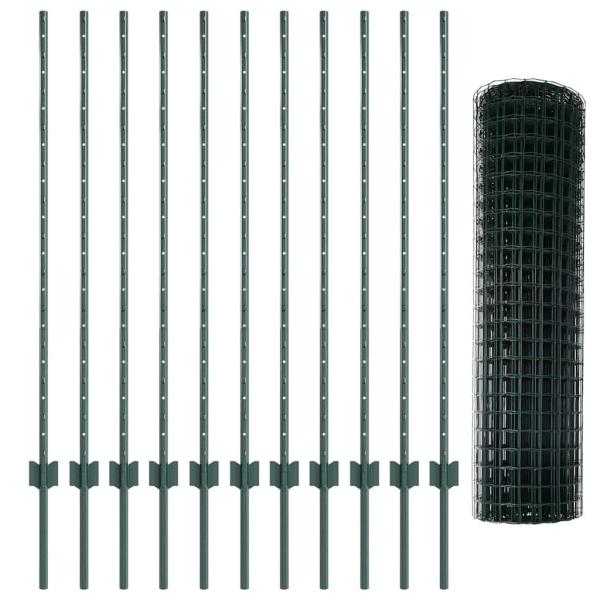 Euro Zaun Set von 2 Grün Pulverbeschichteter Stahl 25 x 1,2 m