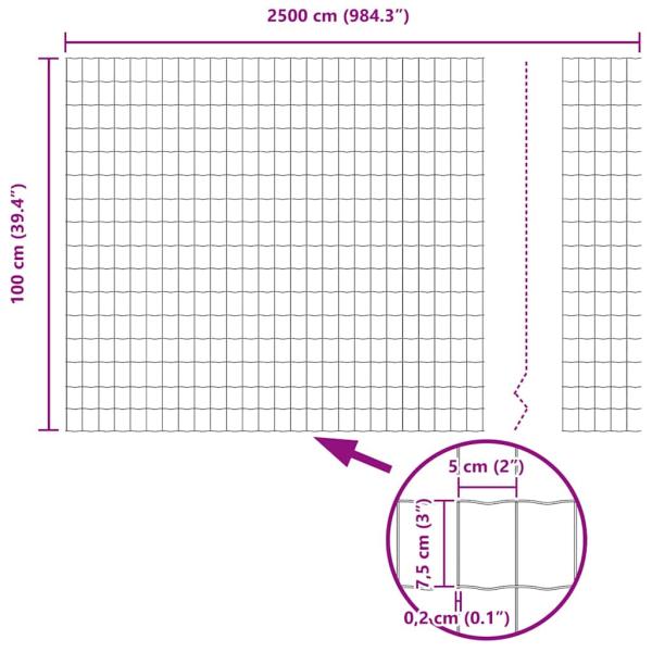 Euro Zaun Set mit 2 Grün Kunststoff, Metall 25m lang x 1m hoch