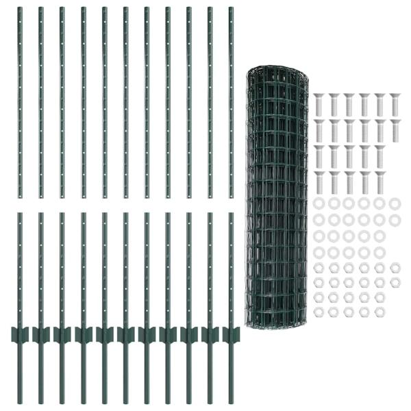 Euro-Zaun Set 2er Set Grün Pulverbeschichteter Stahl 25 x 1,2 m
