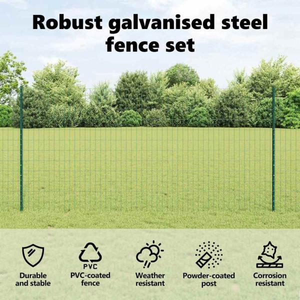 Euro-Zaun Set 2er Set Grün Pulverbeschichteter Stahl 25 x 1,2 m