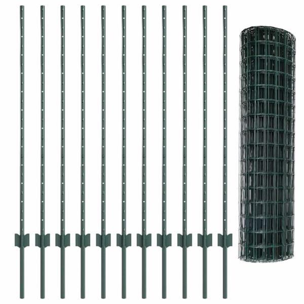 Euro Zaun Set aus 2 Grün PVC-beschichteter Draht Groß
