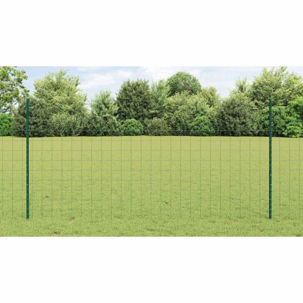Euro-Zaun mit Pfosten 25 x 1,2 m PVC-beschichteter Stahl Grün
