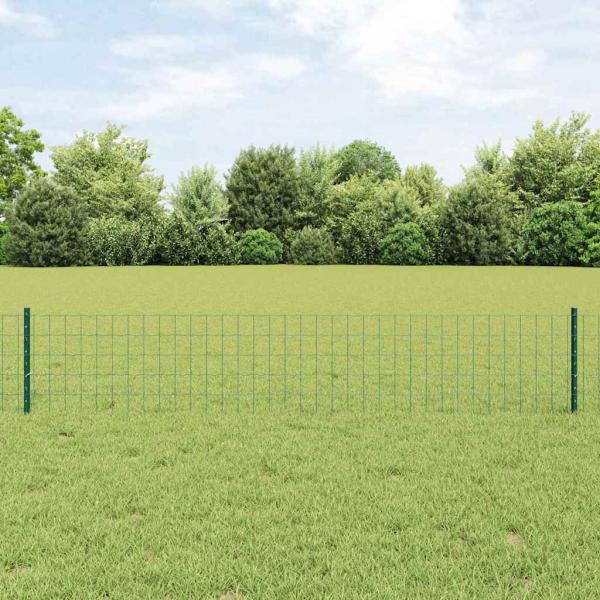 ARDEBO.de - Euro Zaun Set von 2 Grün Pulverbeschichteter Stahl 10 x 0.4 m
