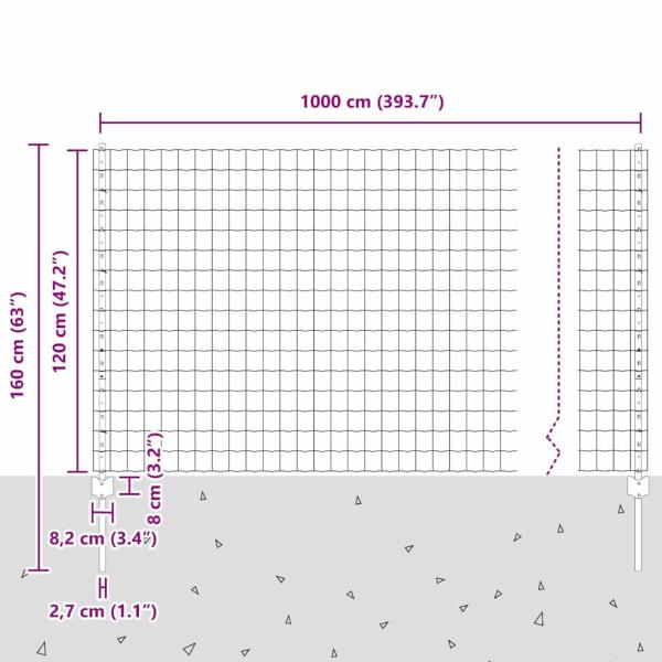Gartenzaunset Set aus 2 Grün Metall 10 x 1,2 m Erweiterbar