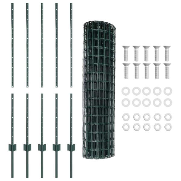 Gartenzaunset Set aus 2 Grün Metall 10 x 1,2 m Erweiterbar